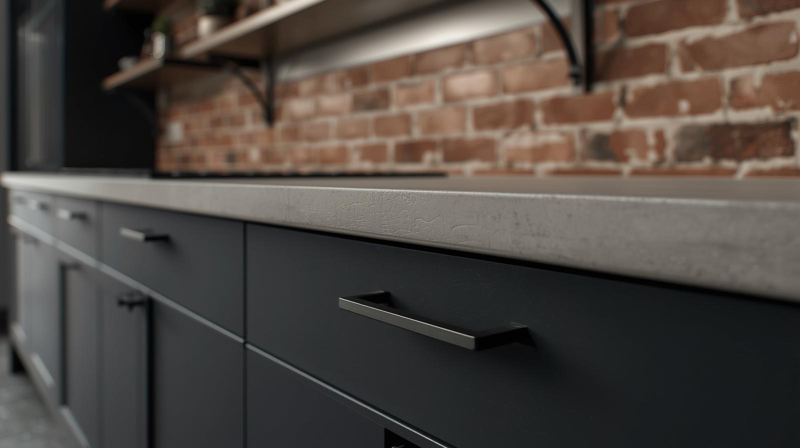 Mixing cabinet knobs and pulls in satin nickel and black finishes Cabinet hardware style guide for mixing knobs and pulls Kitchen cabinet hardware in mixed finishes for a custom look